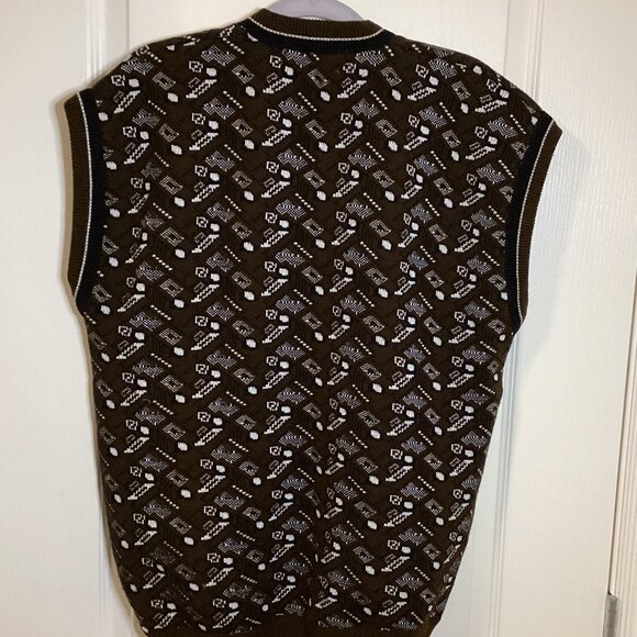 Vintage Woollen Mills Men's Brown Vest 100% Pure Shiv Shakti Grandad Size L - Picture 4 of 5